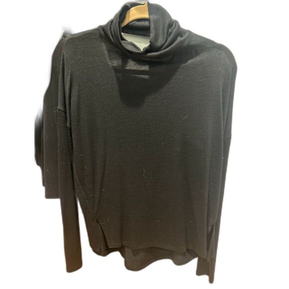 Rag & Bone Cutout Back Long Sleeve Soft Turtleneck Top Black X-Small - Picture 2 of 6